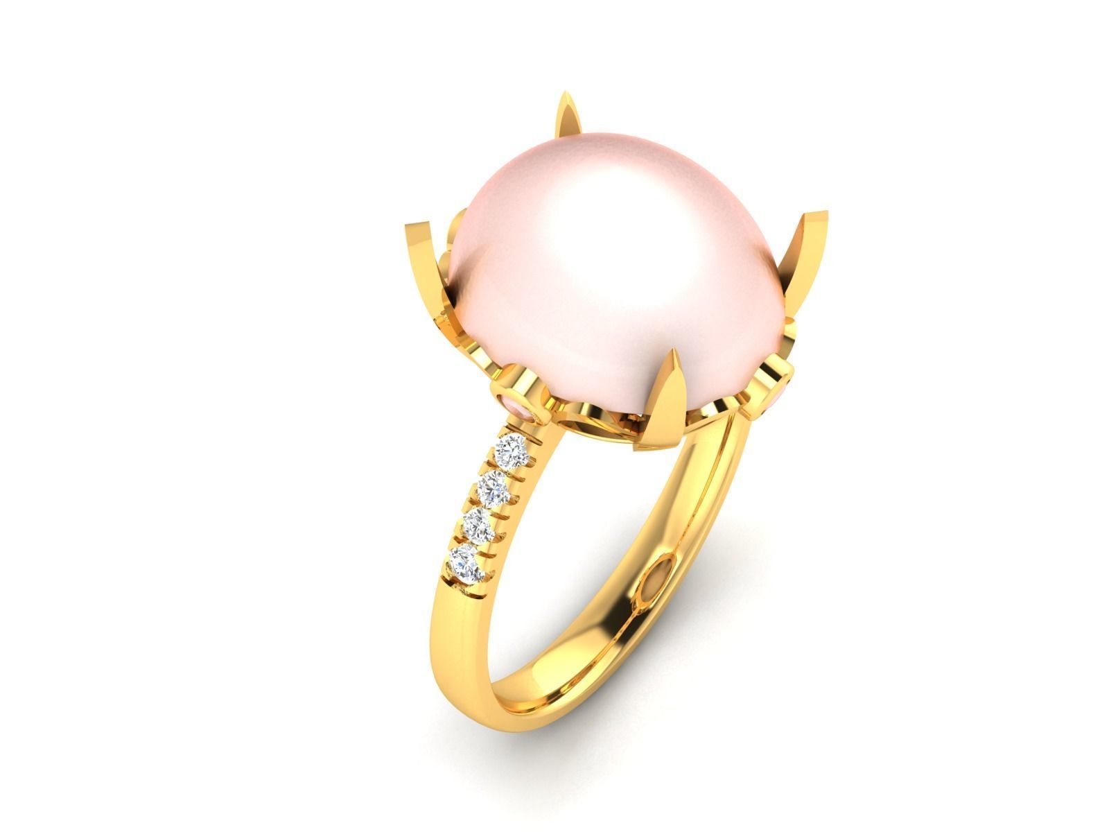 Solitaire Engagement Wedding Opal Stone  Ring 3D print model_1