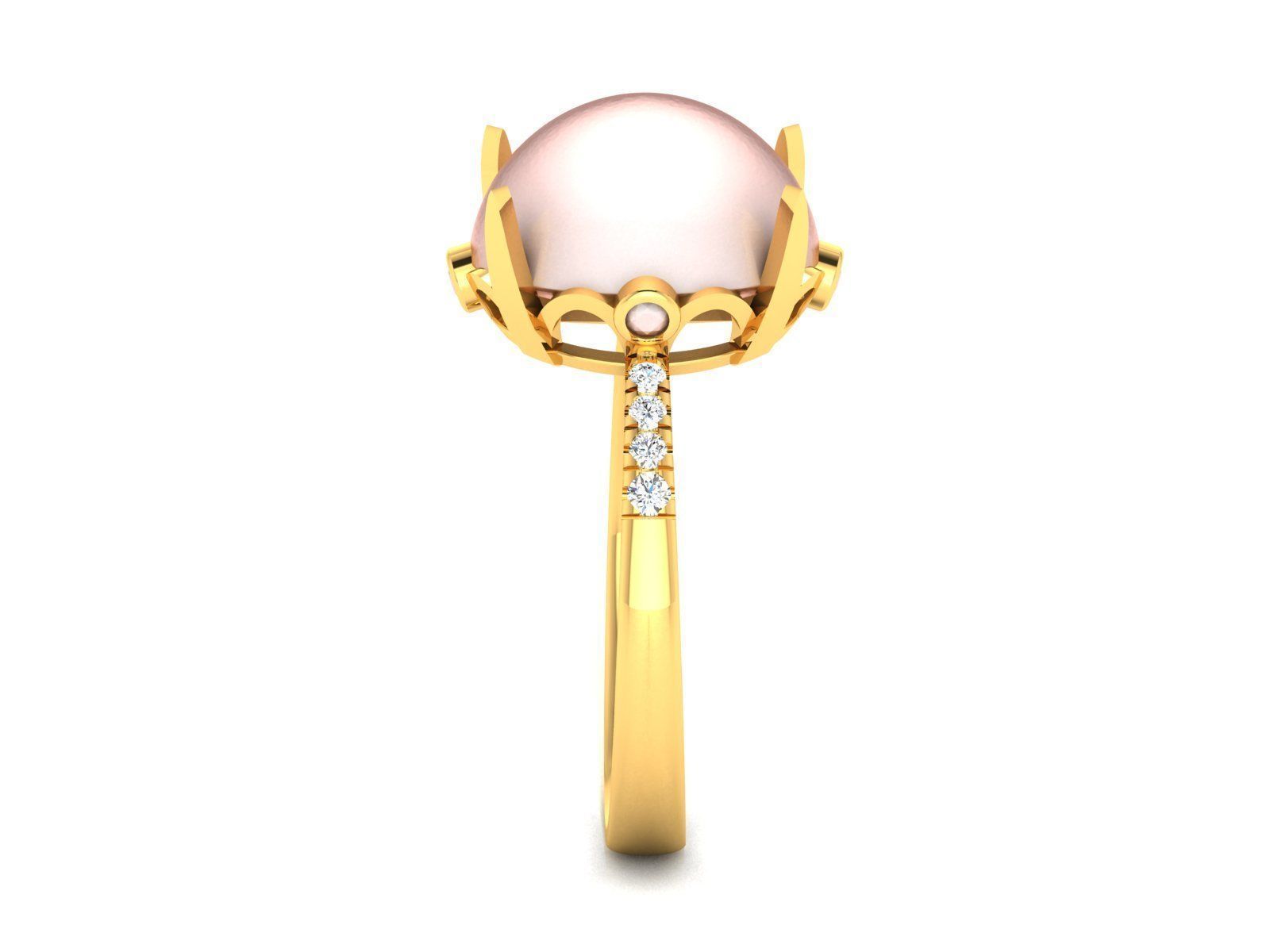 Solitaire Engagement Wedding Opal Stone  Ring 3D print model_4