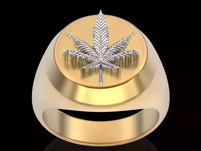 Marijuana ring  gold jewelry printable 3D model 3D print model