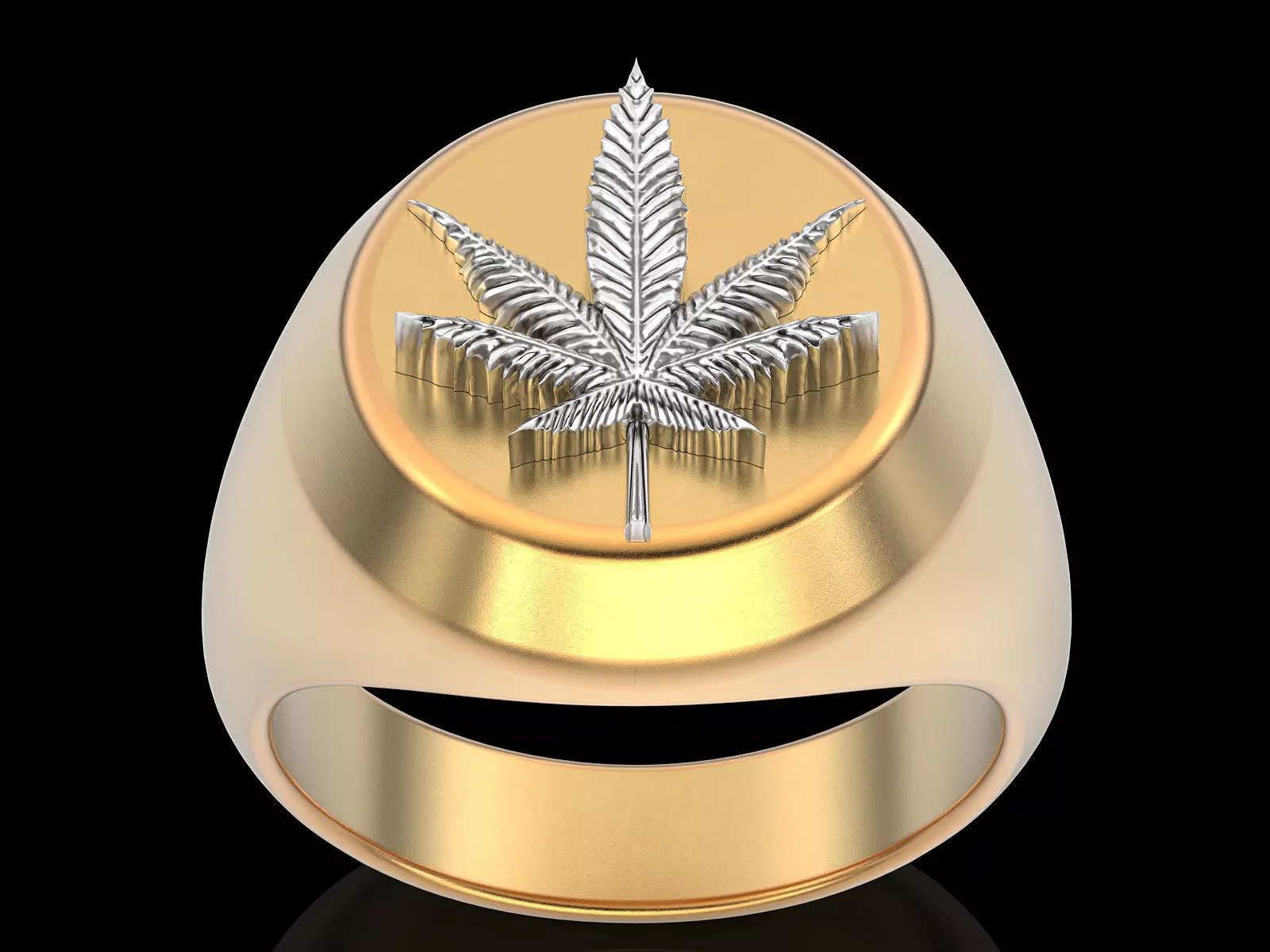Marijuana ring  gold jewelry printable 3D model 3D print model_0