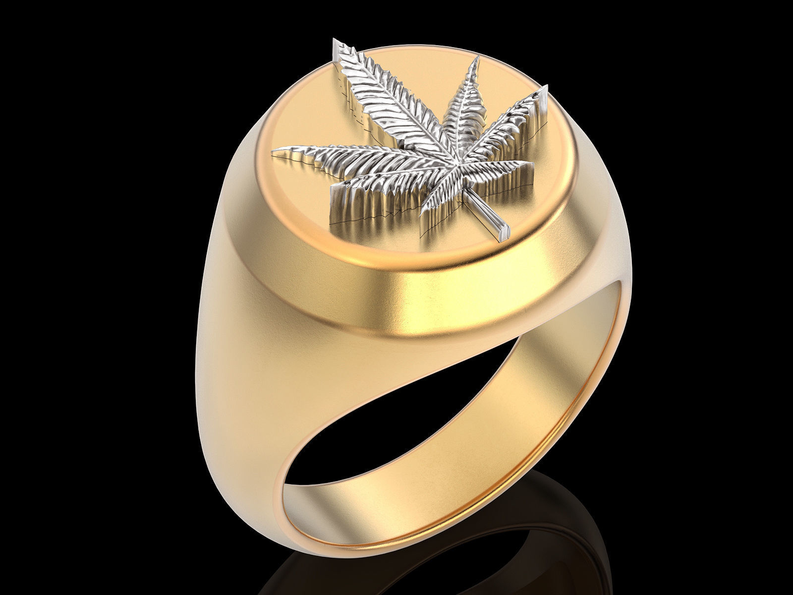 Marijuana ring  gold jewelry printable 3D model 3D print model_1