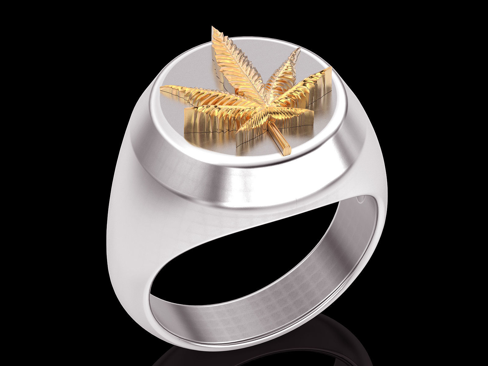 Marijuana ring  gold jewelry printable 3D model 3D print model_3