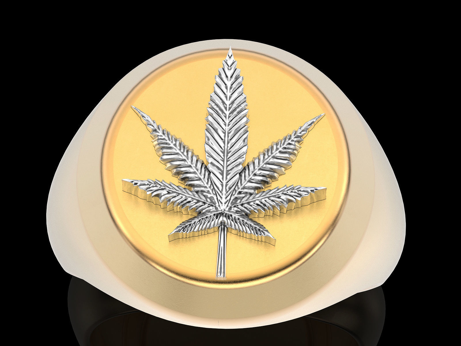 Marijuana ring  gold jewelry printable 3D model 3D print model_4
