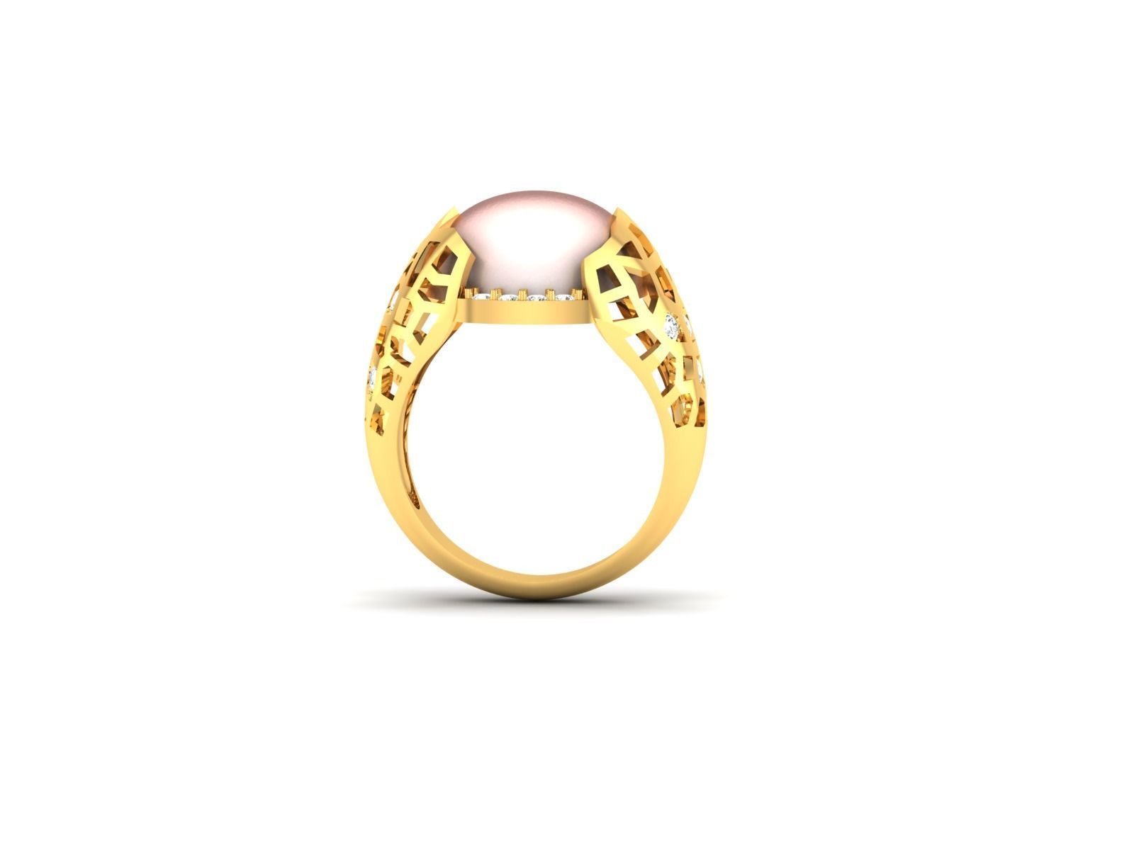 Solitaire Engagement Wedding Opal Stone  Ring 3D print model_2