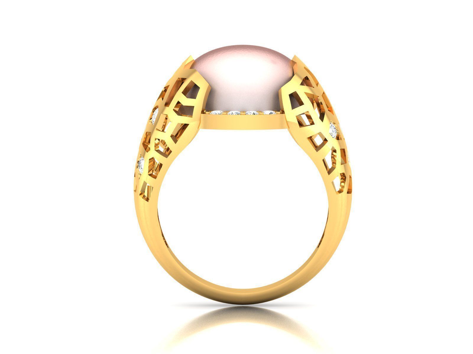 Solitaire Engagement Wedding Opal Stone  Ring 3D print model_9