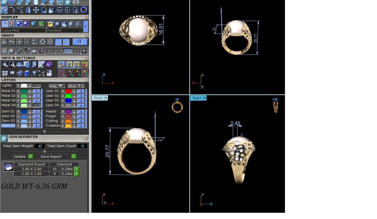 Solitaire Engagement Wedding Opal Stone  Ring 3D print model_4