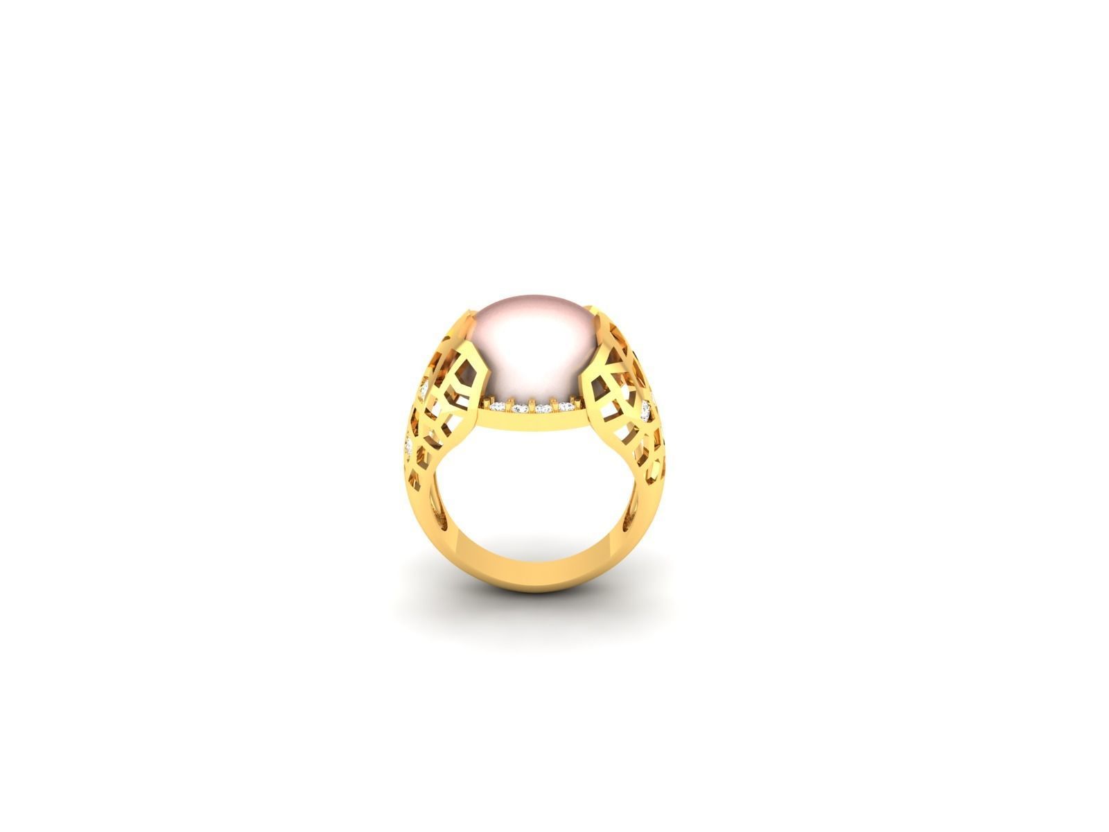 Solitaire Engagement Wedding Opal Stone  Ring 3D print model_1