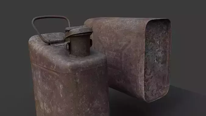 Canister two rusty cans Low-poly 3D model 4