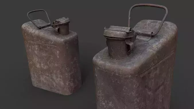Canister two rusty cans Low-poly 3D model 2