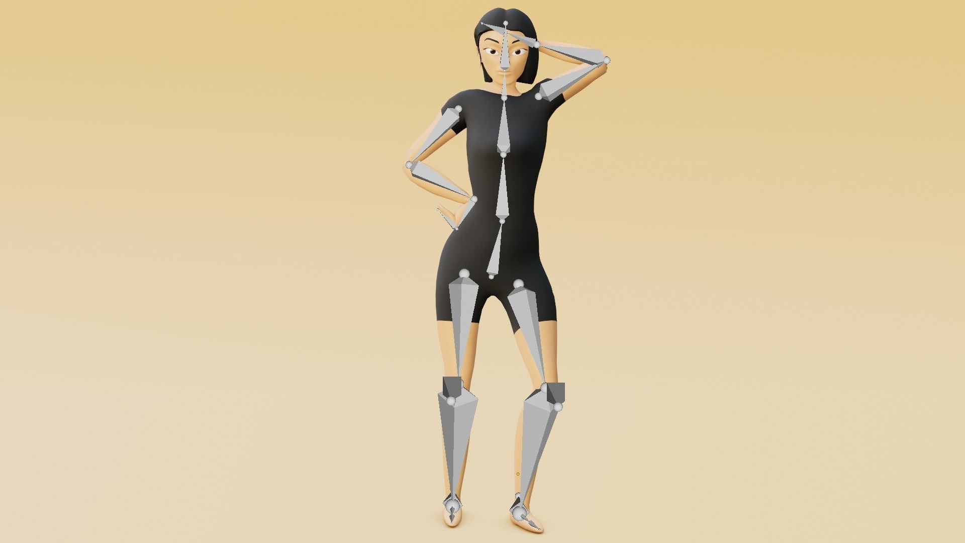 Female Body Rigged Low-poly 3D model_5