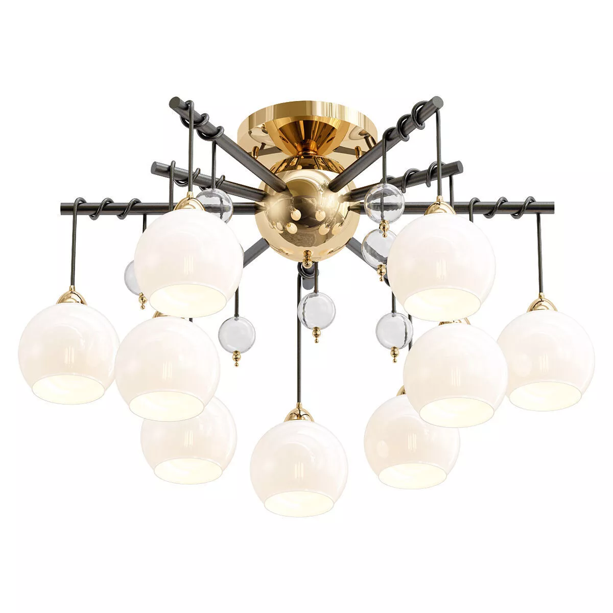 lussole-loft-astoria-grlsp-8308 ceiling light with nine glass... 3D model