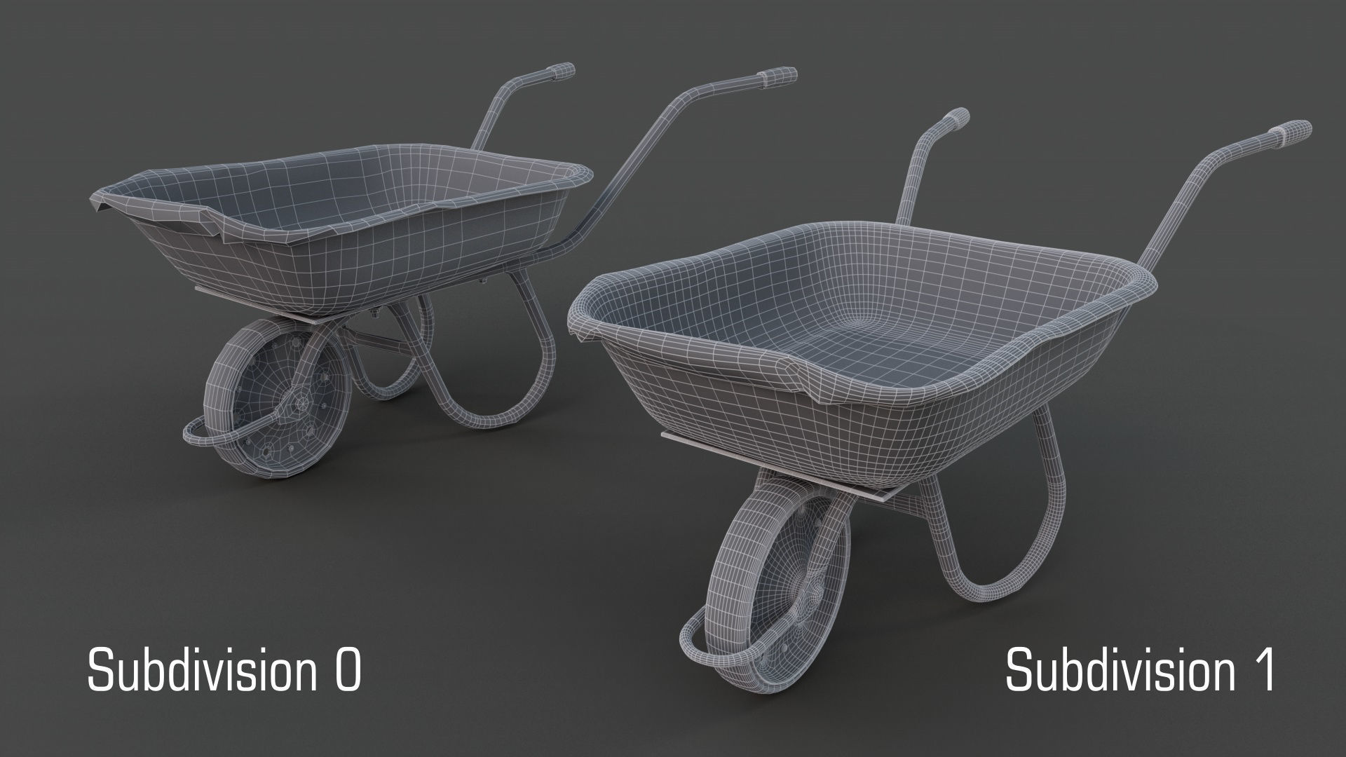 Old hand wheelbarrow Low-poly 3D model_10