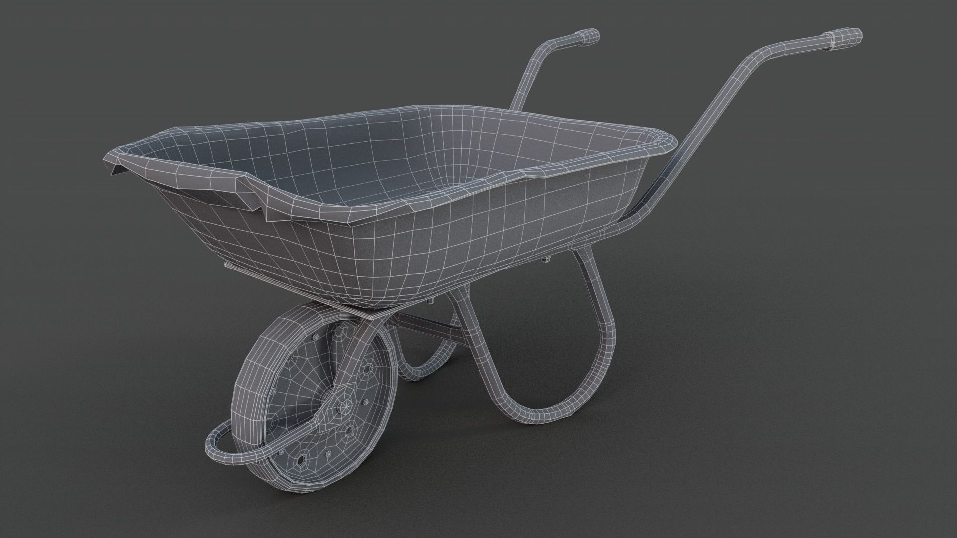 Old hand wheelbarrow Low-poly 3D model_8