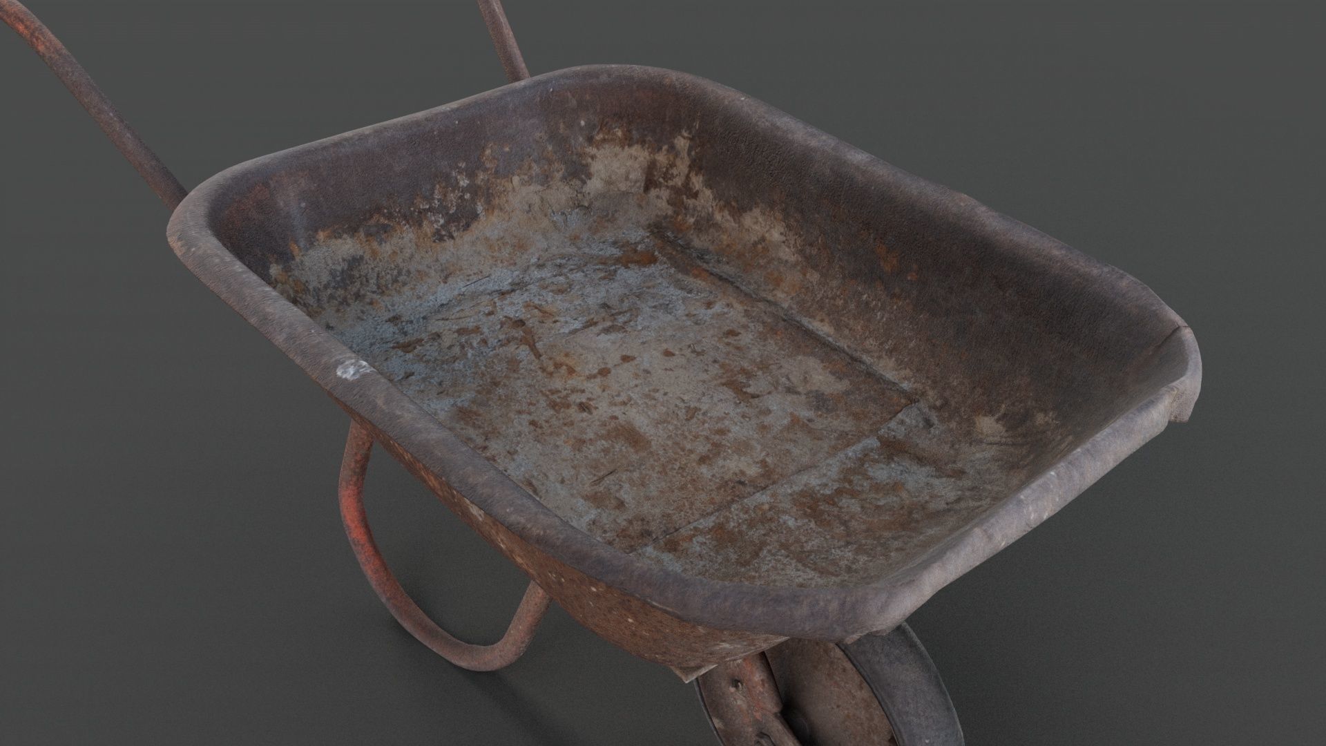 Old hand wheelbarrow Low-poly 3D model_6