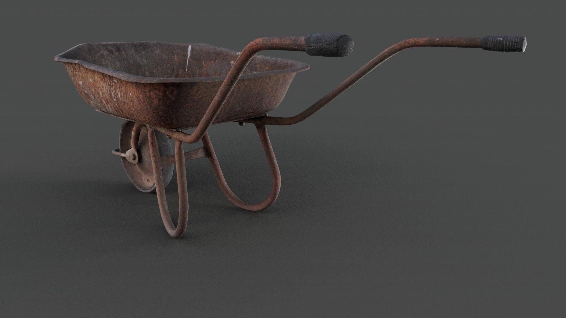 Old hand wheelbarrow Low-poly 3D model_3