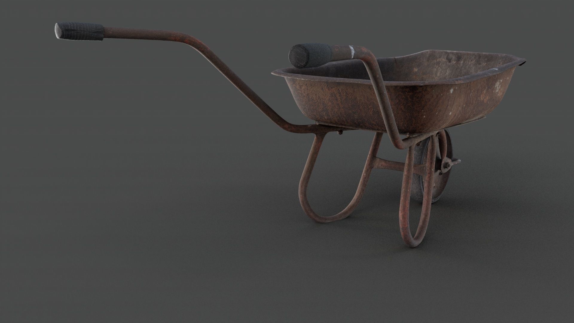 Old hand wheelbarrow Low-poly 3D model_4
