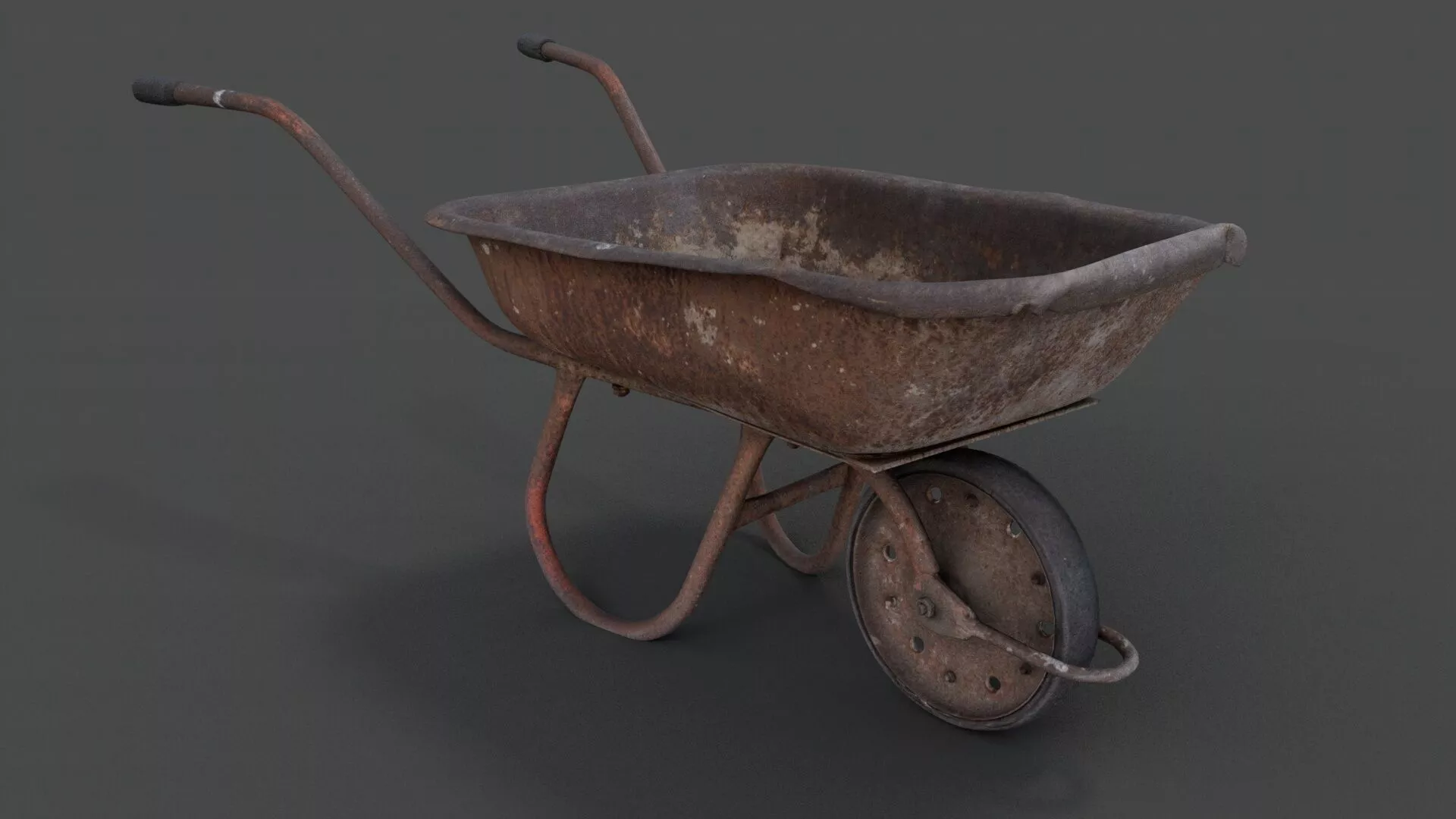 Old hand wheelbarrow Low-poly 3D model