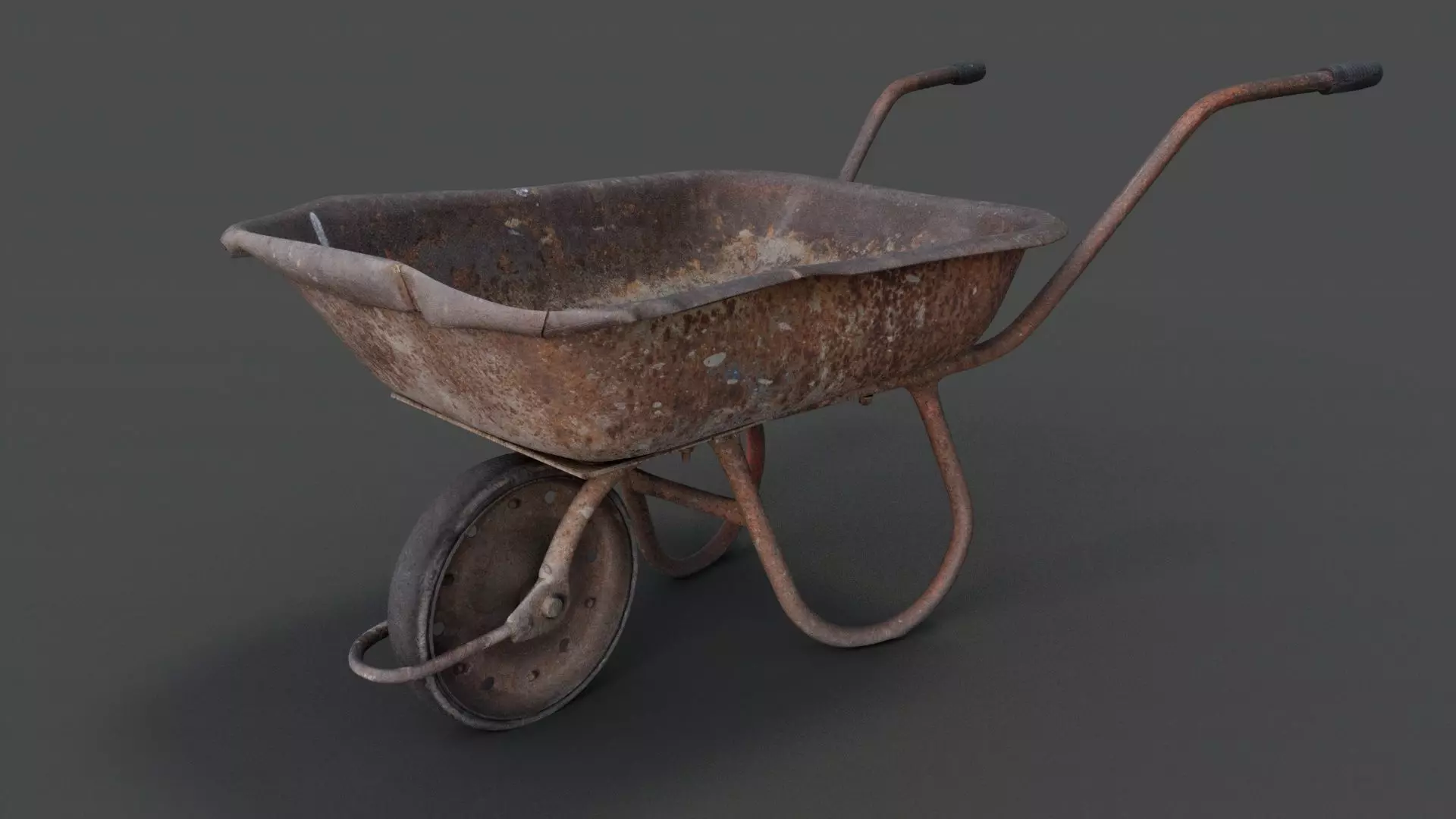Old hand wheelbarrow Low-poly 3D model_0
