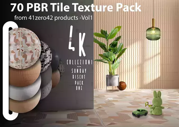 70 PBR Tile Texture Pack from 41zero42 products -Vol1 
