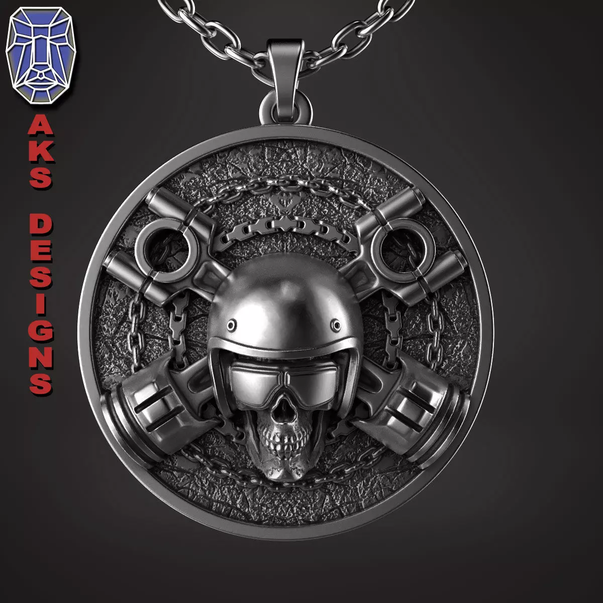 skull pendant jewelry Biker v7 3D print model