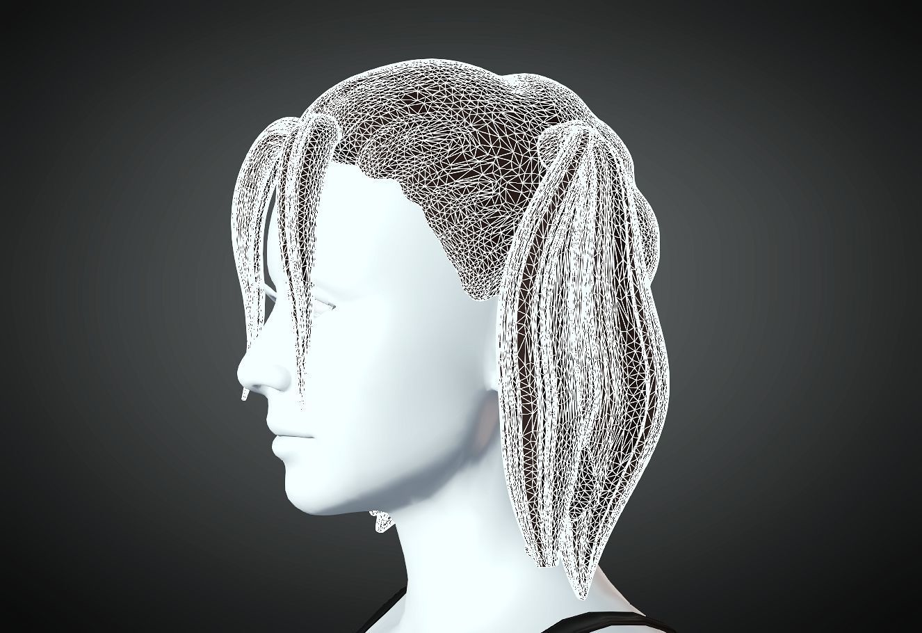 3D Hair style for Female 90 3D model 3D print model_5