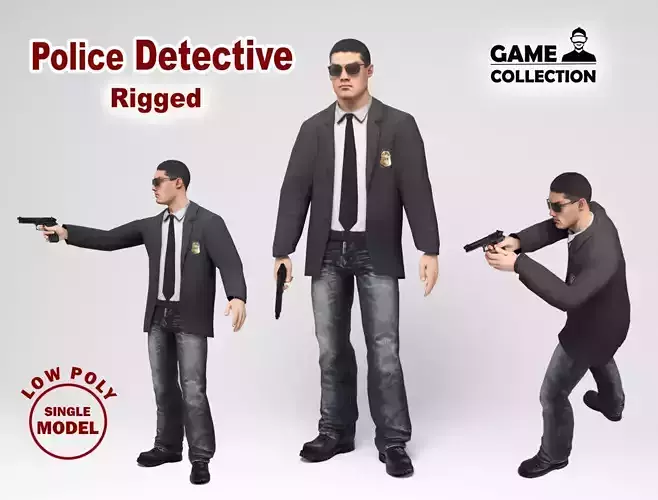 Police Detective Low-poly 3D model