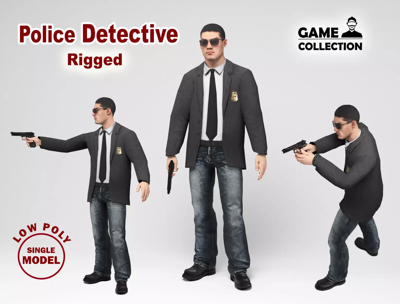 Police Detective Low-poly 3D model