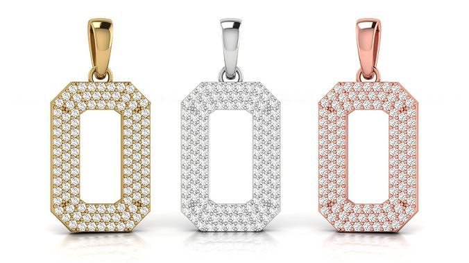 Number 0 Font Diamond Pendant  3D print model