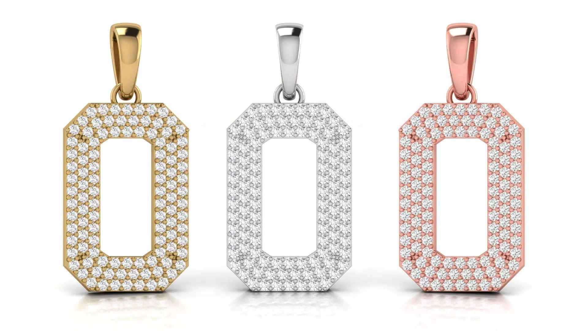 Number 0 Font Diamond Pendant  3D print model_0