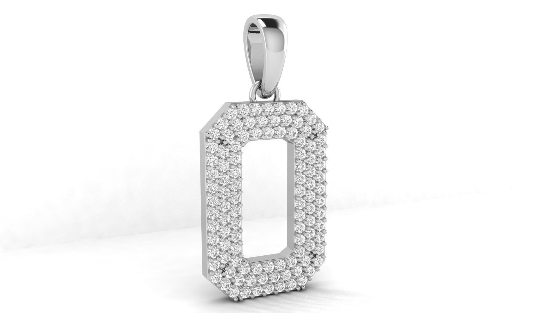 Number 0 Font Diamond Pendant  3D print model_2