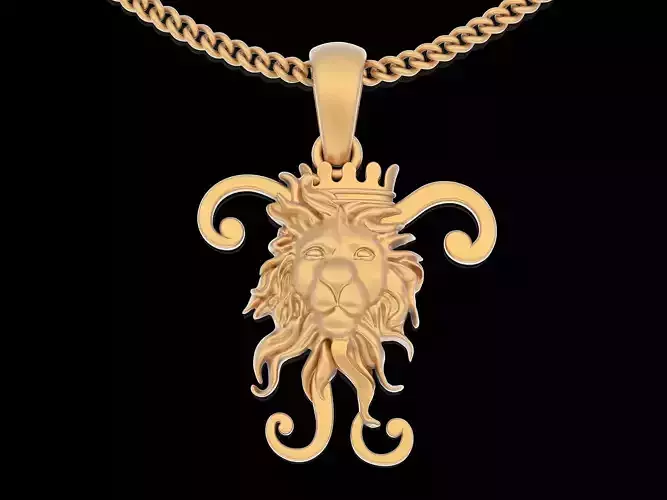 Fantasy lion pendant silver gold printable jewelry 3D model