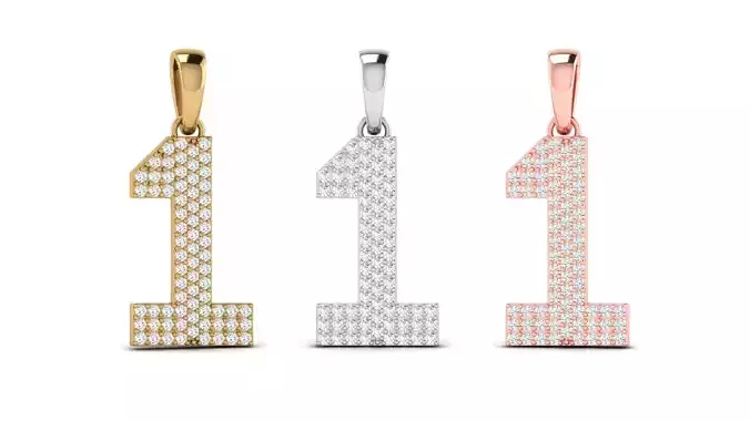 Number 1 Font Diamond Pendant  3D print model