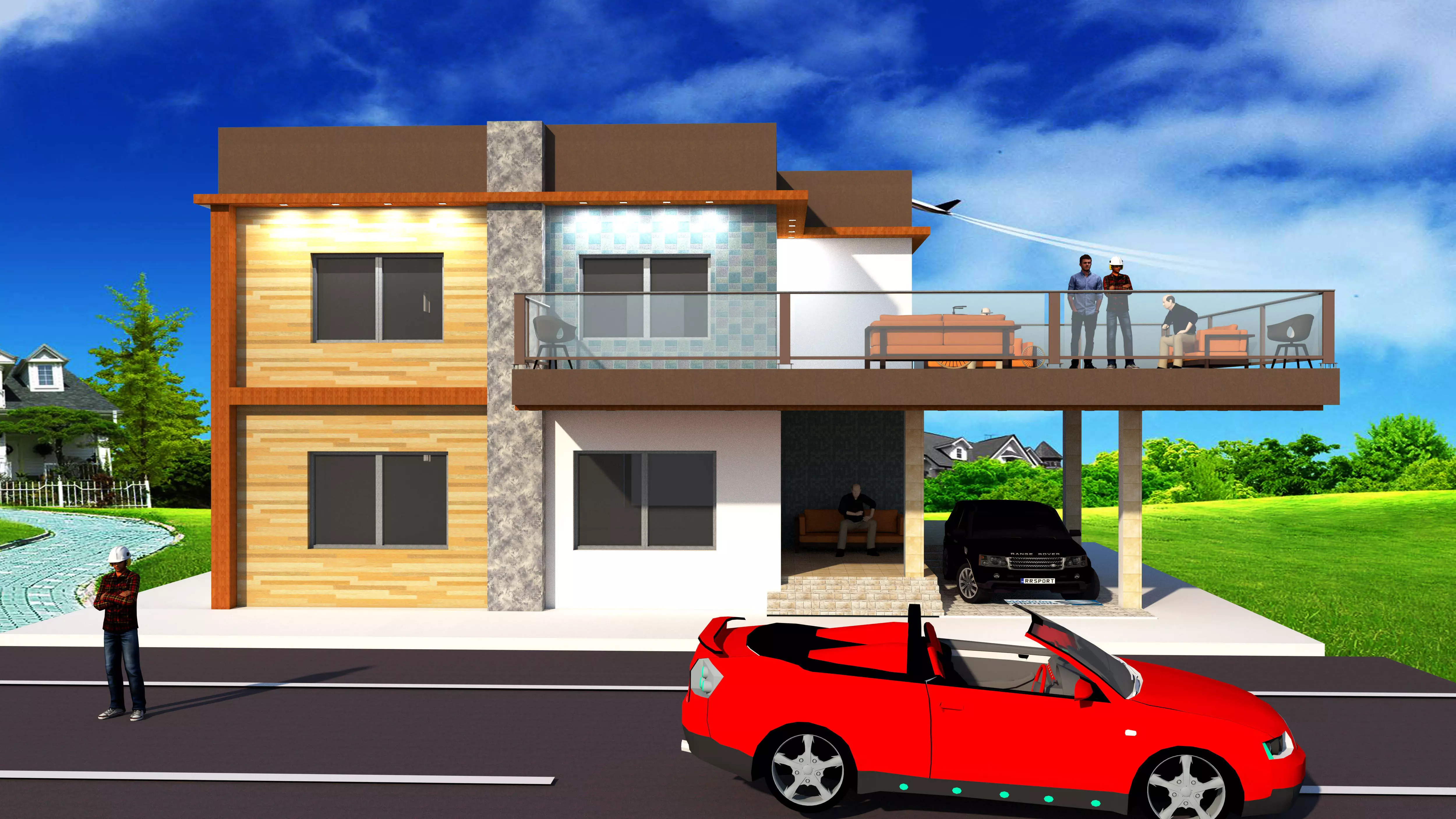 REVIT AND SKETCHUP DOUBLE STOREY HOUSE 3D model_0