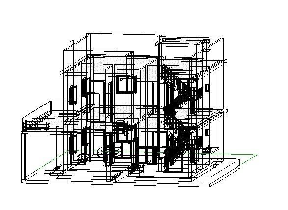 REVIT AND SKETCHUP DOUBLE STOREY HOUSE 3D model_2