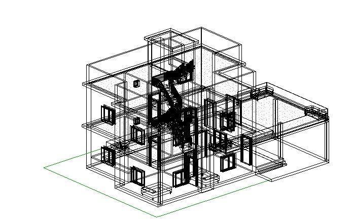 REVIT AND SKETCHUP DOUBLE STOREY HOUSE 3D model_3