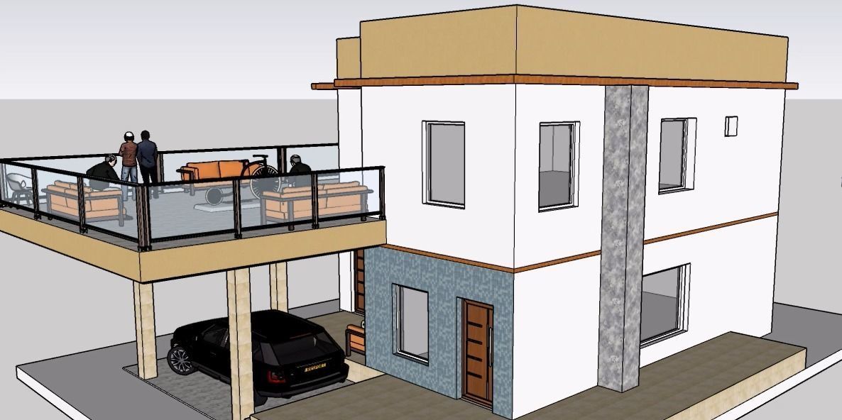 REVIT AND SKETCHUP DOUBLE STOREY HOUSE 3D model_16