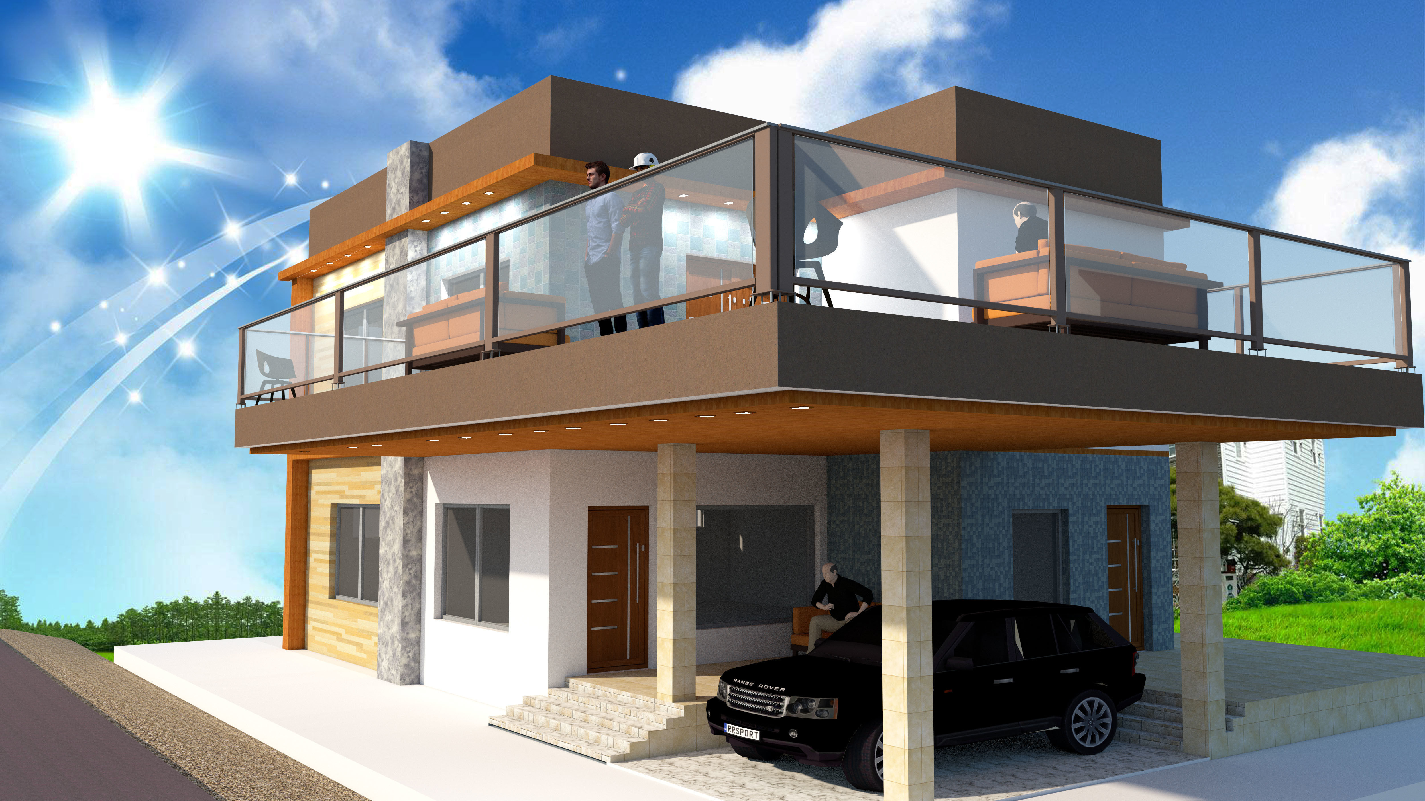 REVIT AND SKETCHUP DOUBLE STOREY HOUSE 3D model_1