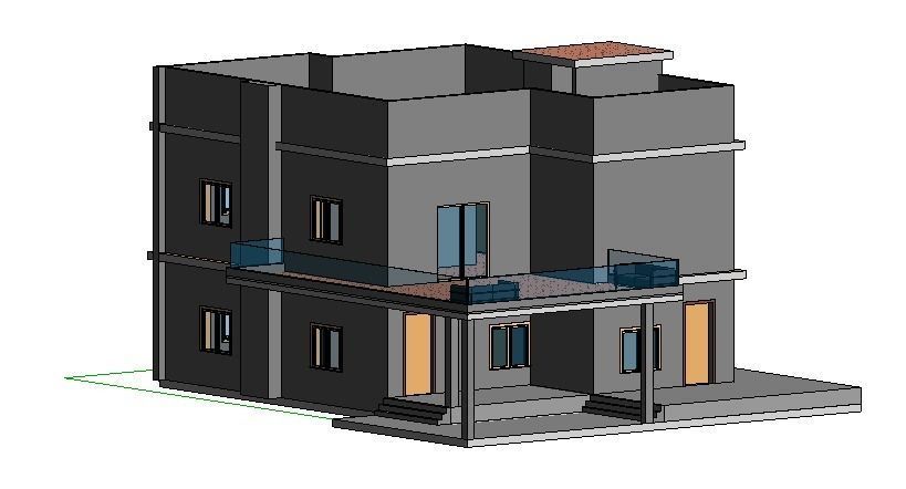 REVIT AND SKETCHUP DOUBLE STOREY HOUSE 3D model_9
