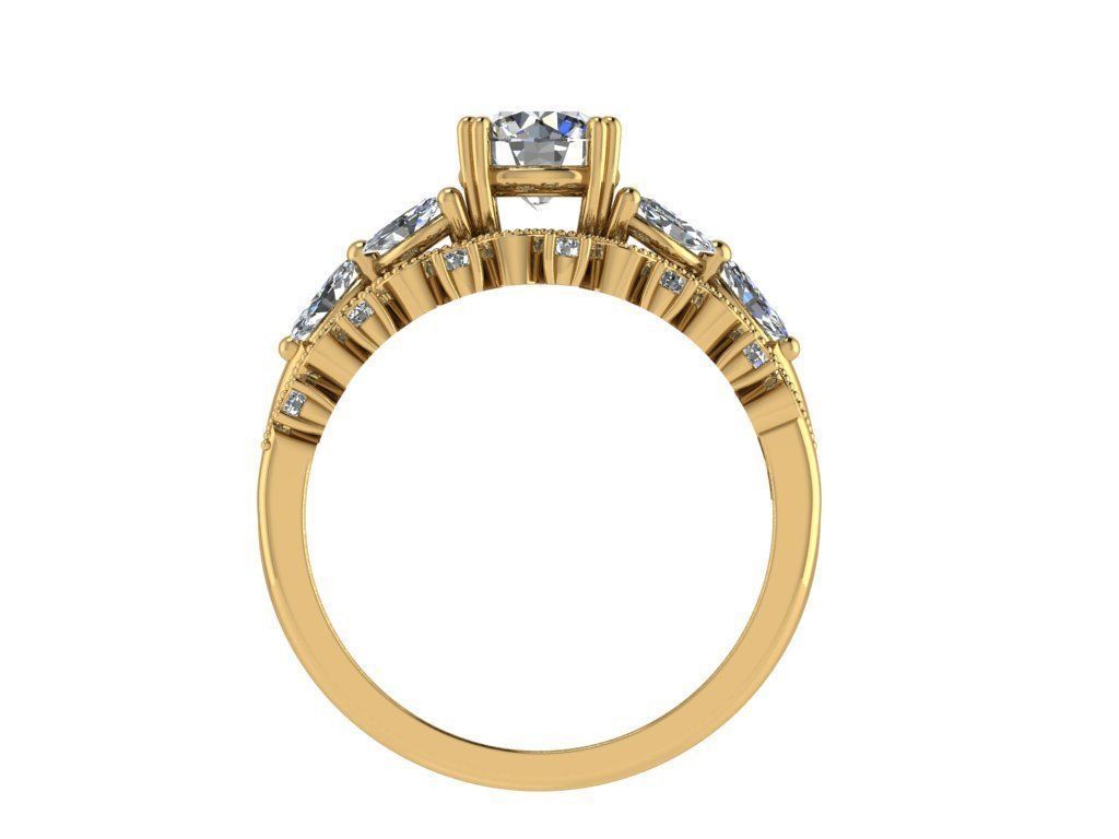 Ring173 engagement ring set gold 3D print model_2