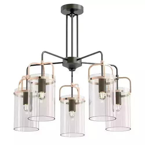 rivoli-annegret-4082-305-b0051270 five light chandelier with clear glass cylinders