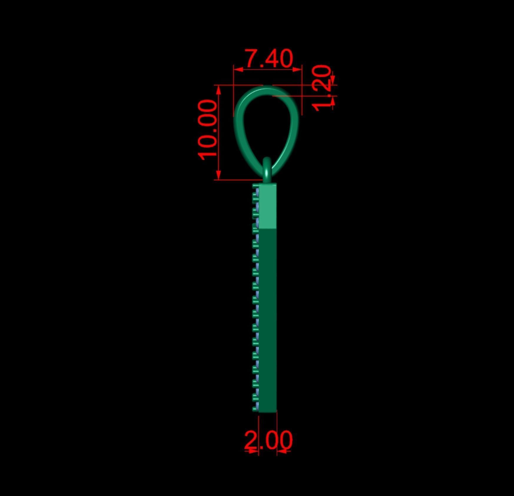 Number 7 Font Diamond Pendant  3D print model_5