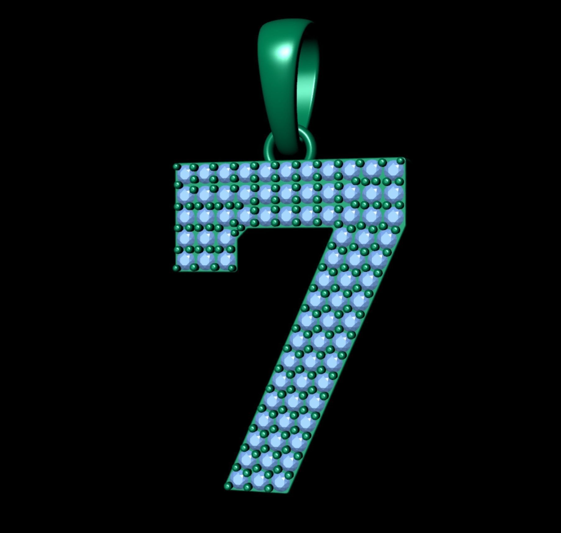 Number 7 Font Diamond Pendant  3D print model_7