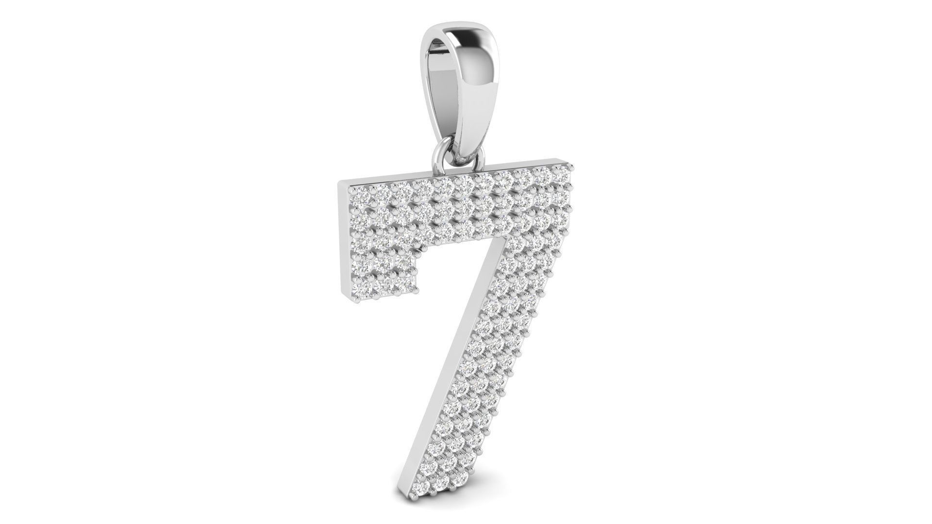 Number 7 Font Diamond Pendant  3D print model_1