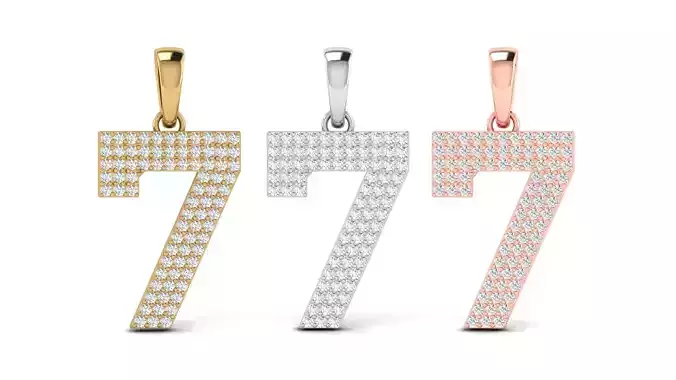 Number 7 Font Diamond Pendant  3D print model