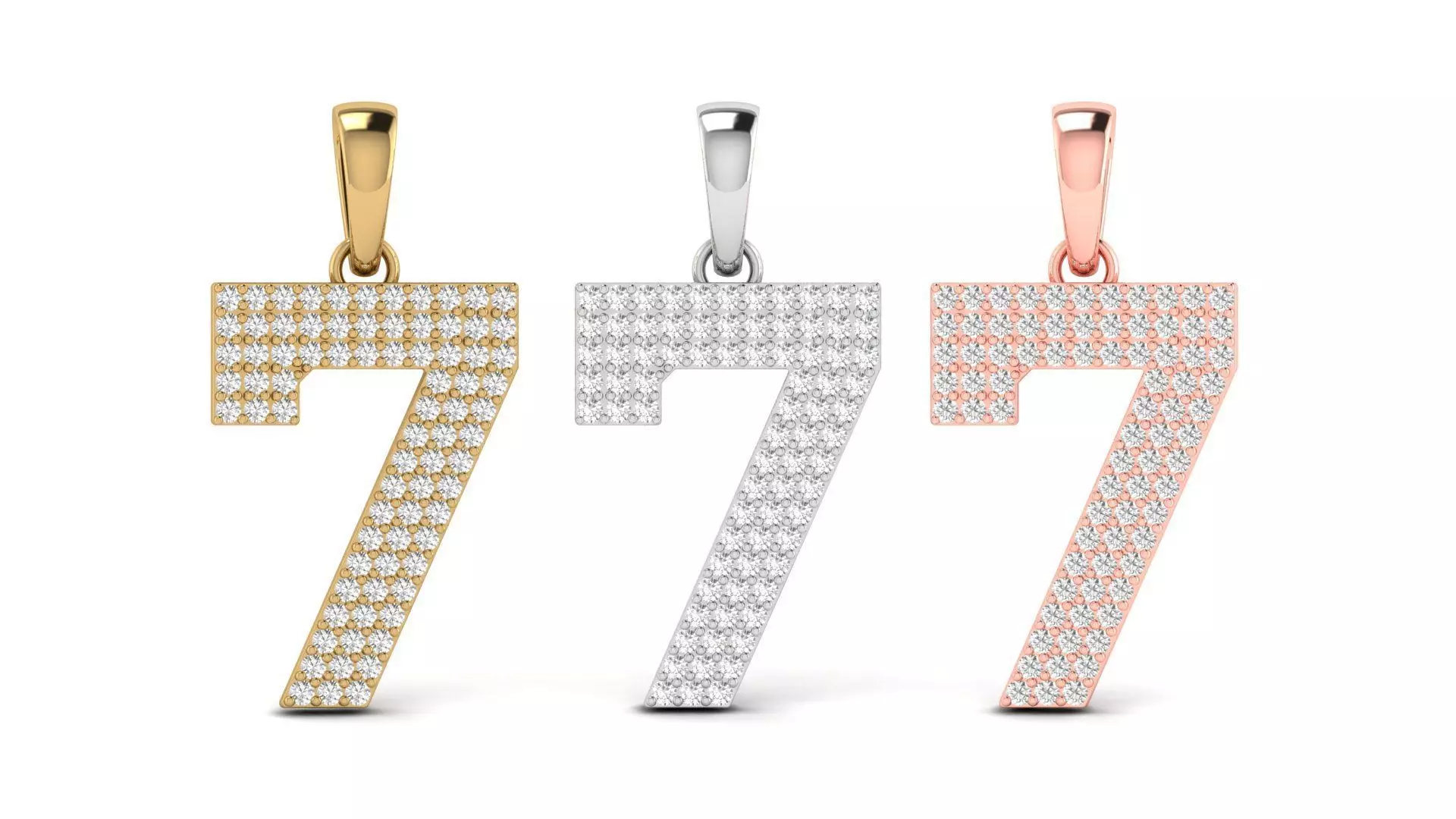 Number 7 Font Diamond Pendant  3D print model_0