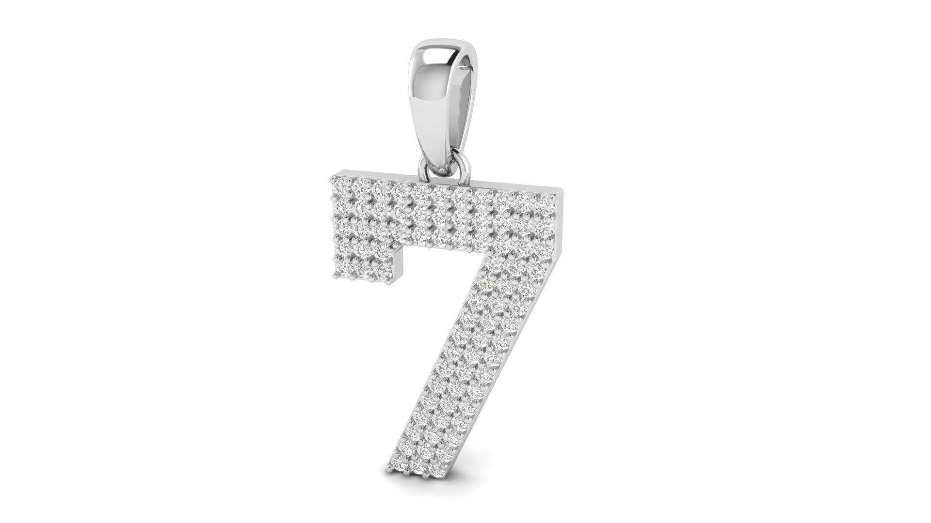 Number 7 Font Diamond Pendant  3D print model_2
