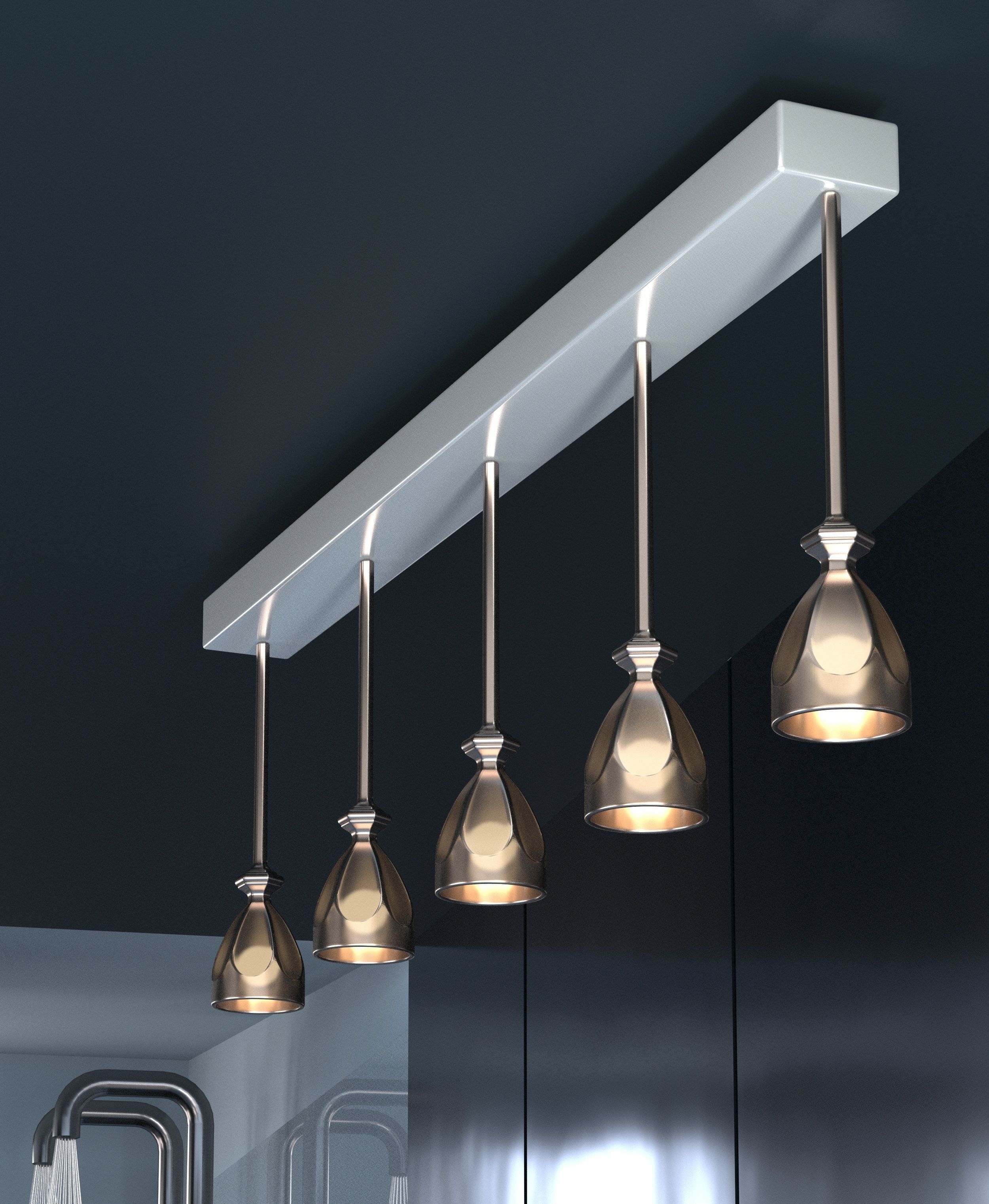 Bathroom four light fixtures in kitchen 3D model_2