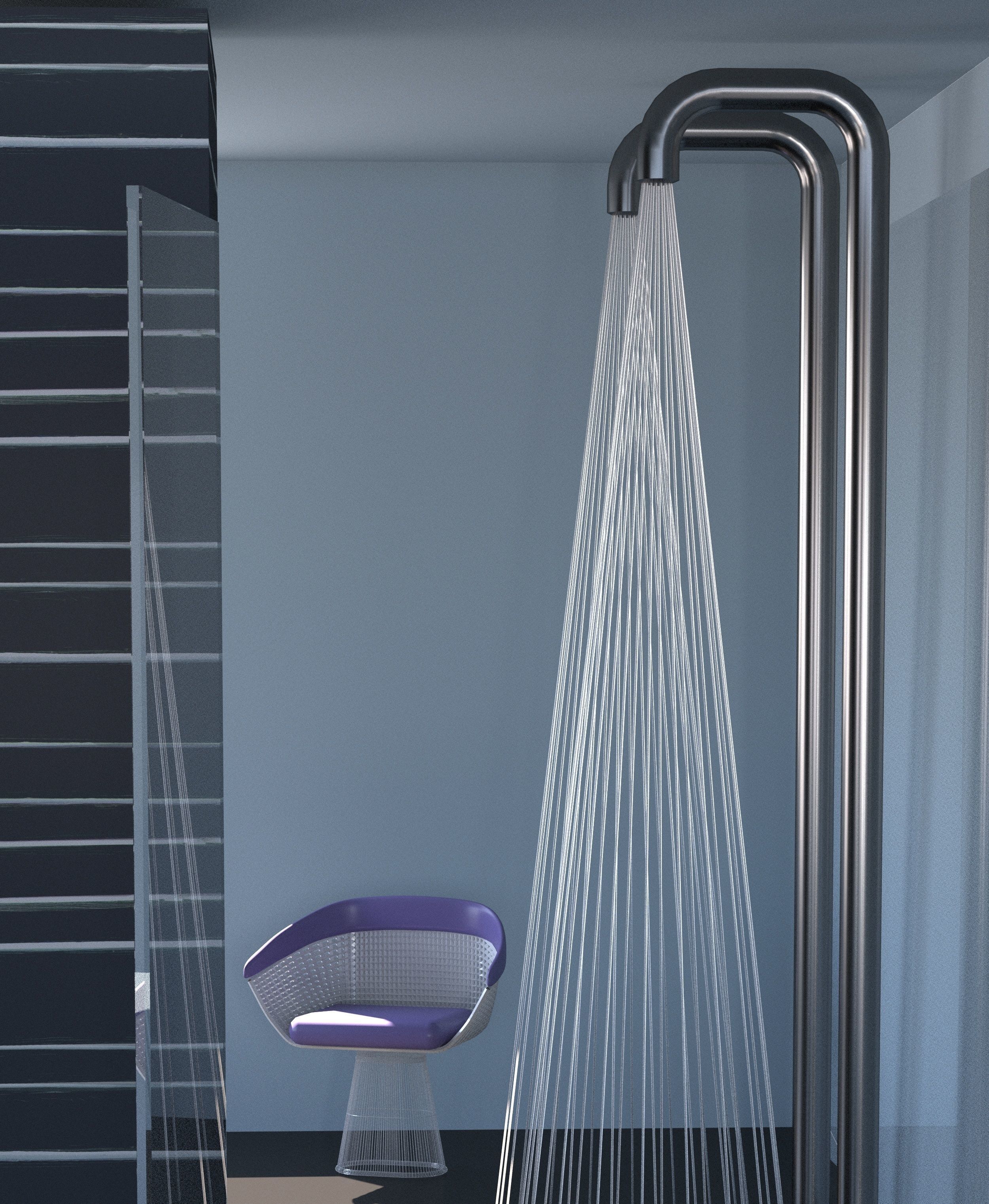 Bathroom four light fixtures in kitchen 3D model_1