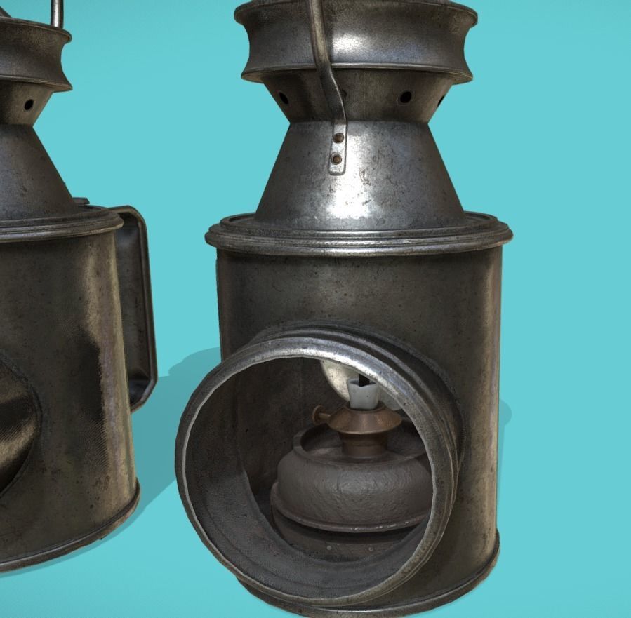 Railroad Oil Lamp fp Low-poly 3D model_4