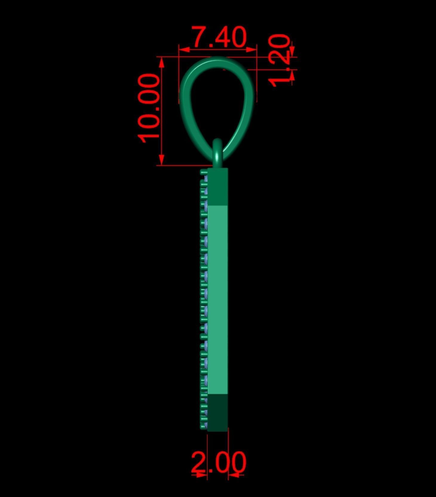 Number 9 Font Diamond Pendant  3D print model_5